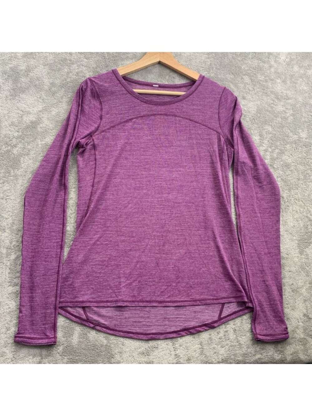Lululemon 5 Mile Long Sleeve Shirt Womens Size 6 Heathered Regal Plum Athleisure